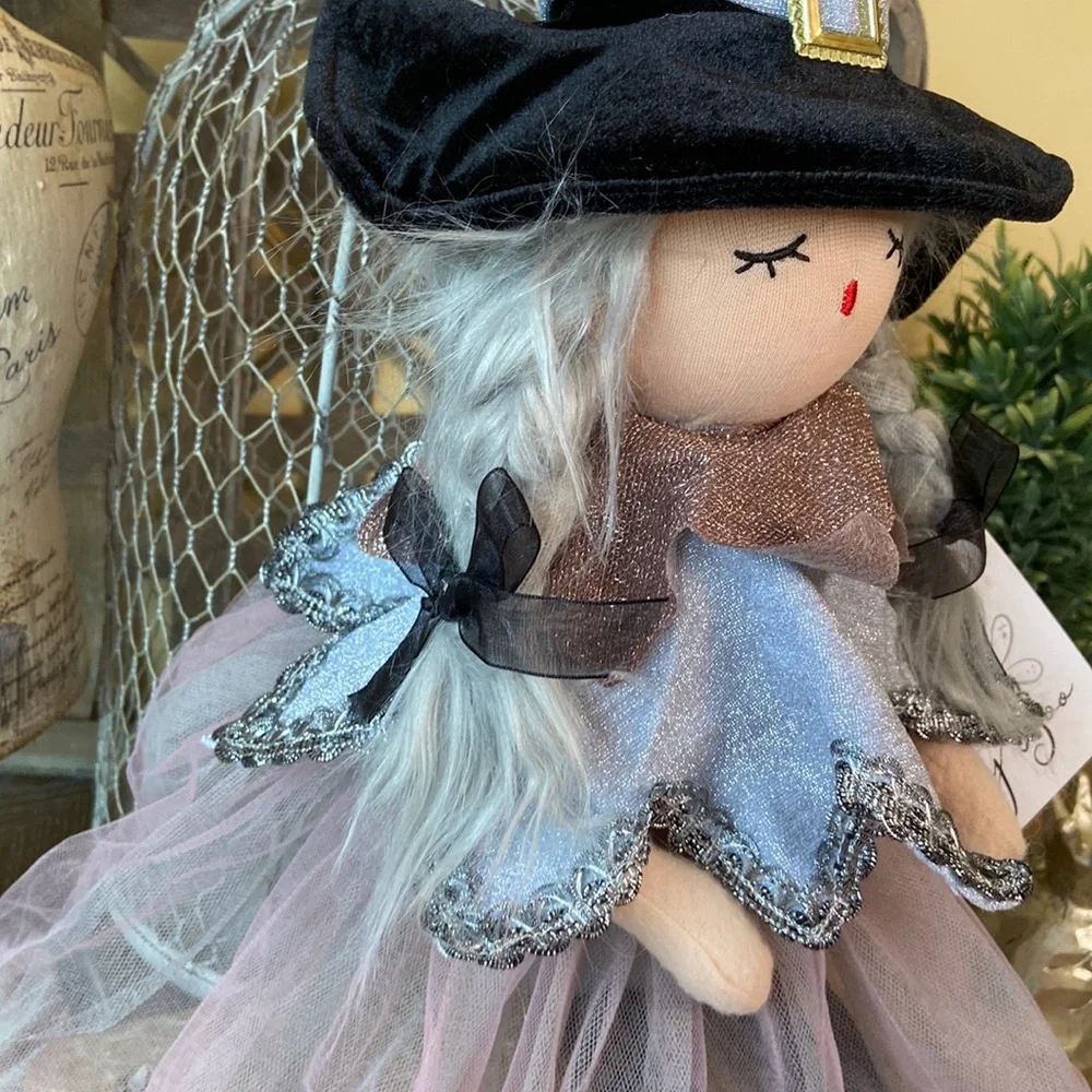 🆕 Vintage Inspired Shabby Chic Halloween Ballerina Witch Rag Doll Shelf Sitter - Picture 5 of 13